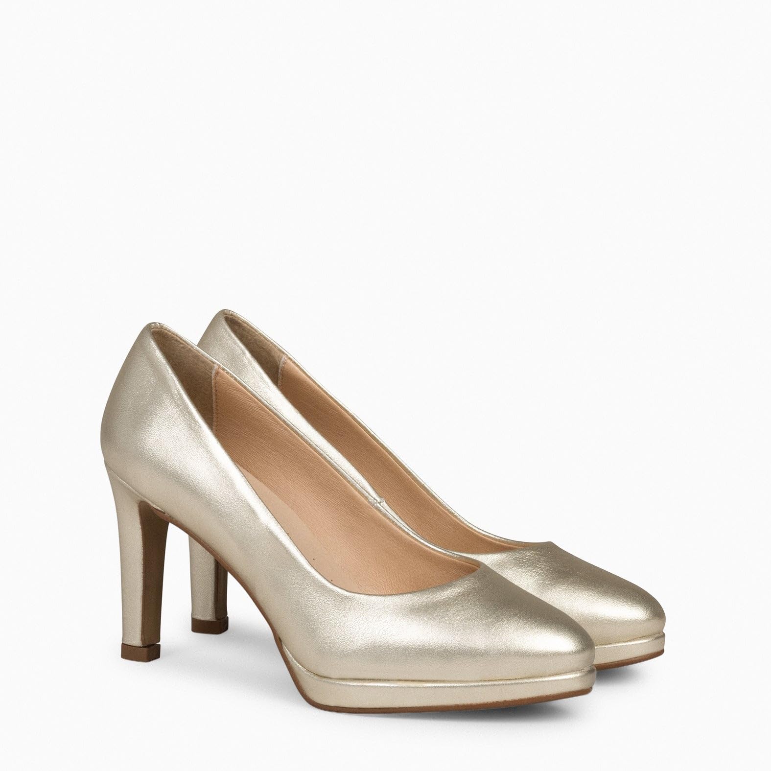 miMaO. Zapatos cómodos de tacón Alto y Plataforma Piel Mujer. Plantilla de Gel. Hecho en España