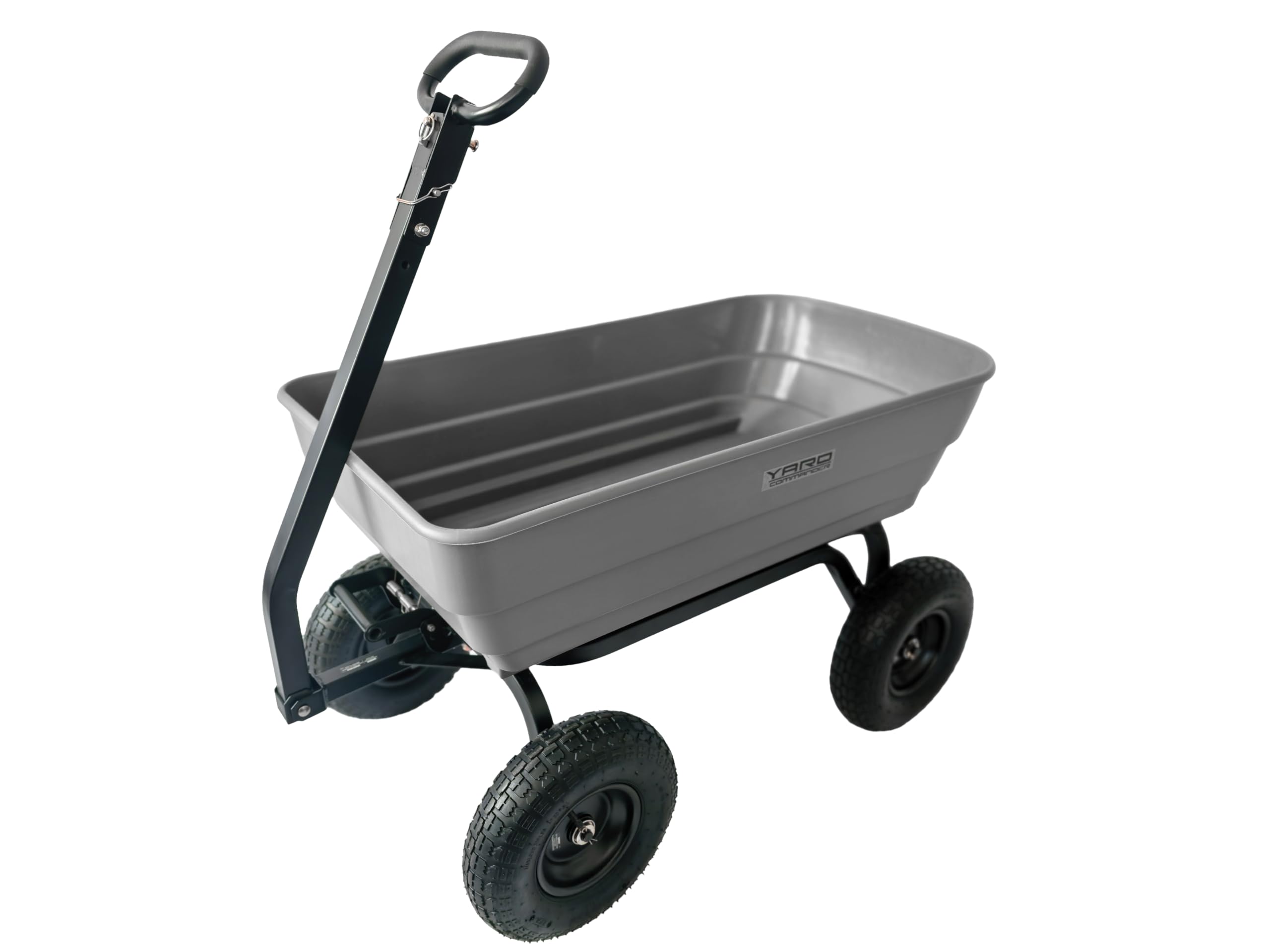 Yard Commander - 453.6 kg Poly Dump Cart, Heavy Duty Holowany Ogród Utility Cart z 6 Cu. Łóżko zrzutowe, 13-calowe pneumatyczne opony terenowe, uchwyt 2 w 1, holowniczy wózek ATV i traktor trawnikowy