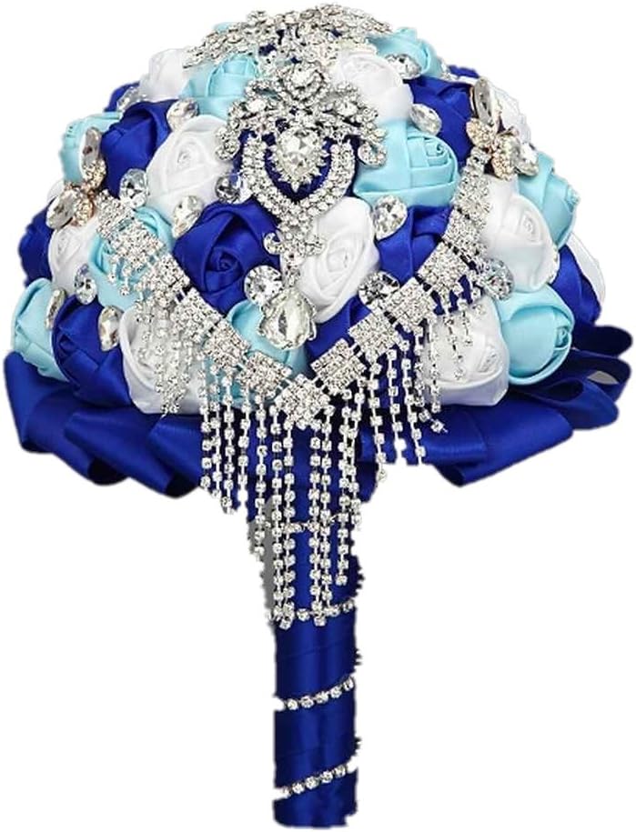 Wedding Bouquet ,Bride Holding Flowers , Water Drops (Royal Blue + sky blue + white) by Flyme