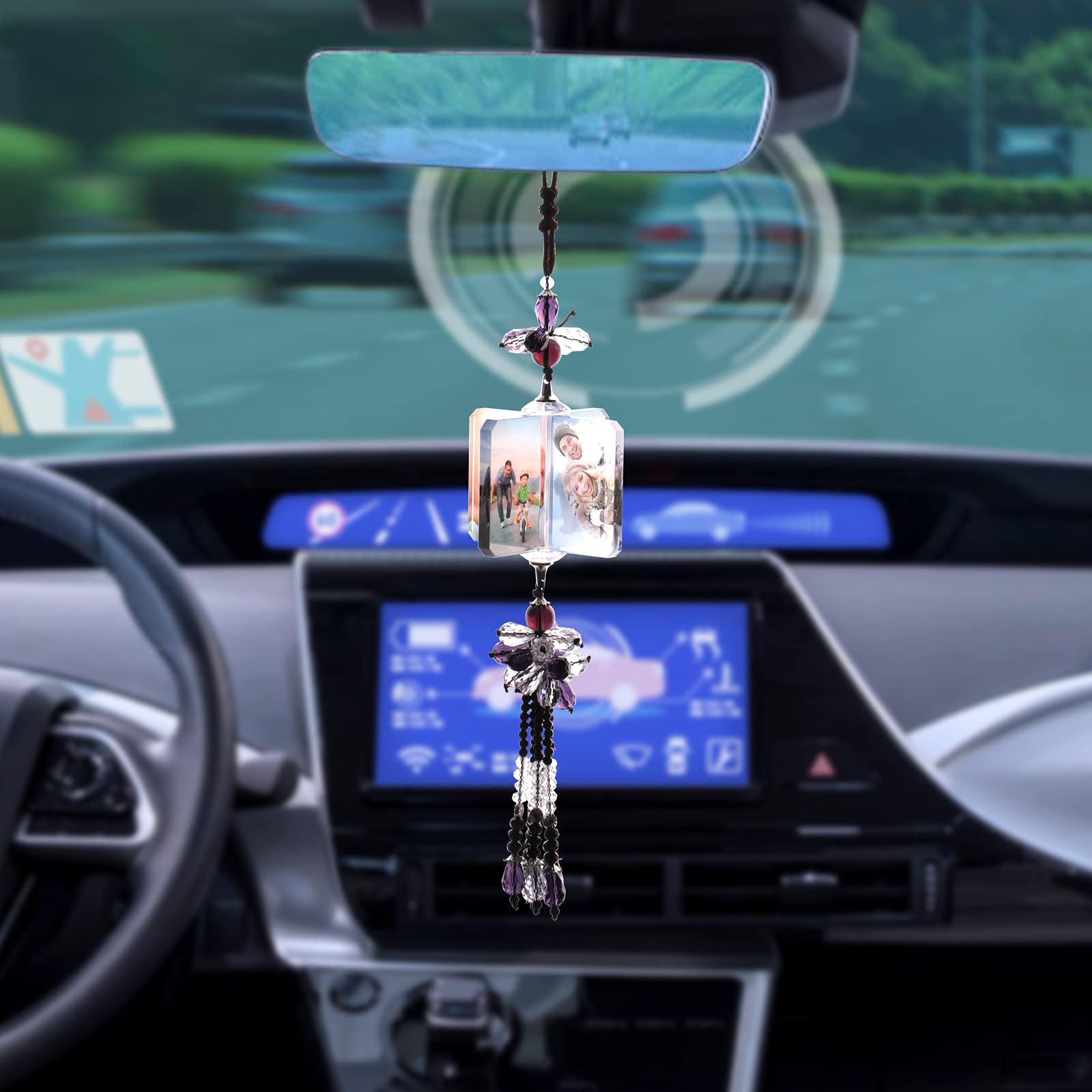 Accessoires à suspendre pour rétroviseur de voiture, 4 cristaux Accessoires à suspendre pour rétroviseur de voiture, 4 cristaux