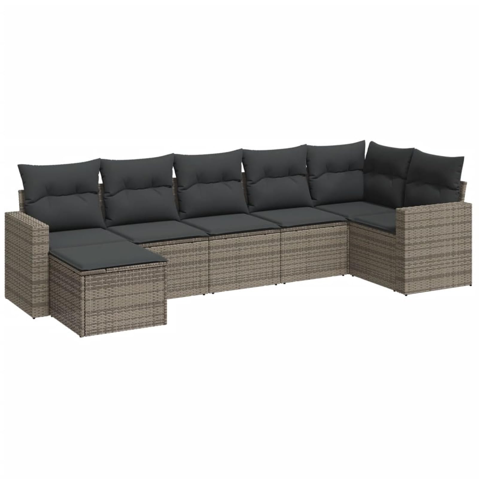 LAPOOH 7-częściowy zestaw wypoczynkowy z poduszkami rattanowymi PE Szary, Sofa Ogród Zewnętrzny, Ogród Sofa Taras, Sofy Tarasowe, Meble ogrodowe ogrodowe - 3219270