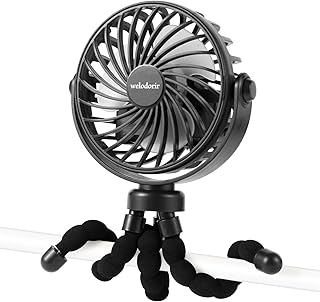 welodorir Rechargeable Pram Fan Portable Baby Car Seat USB Charging Handheld With Flexible Tripod Mini Clip On Fan for Stroller, Push Chair, Crib, Office, Treadmil, Bike and Travel