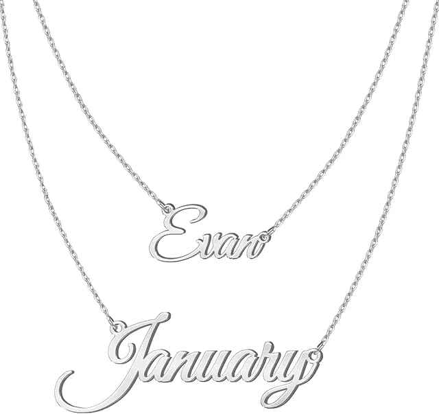 ITESSY Personalised Name Necklace Custom Name Jewellery Customised Dainty Pendant Birthday Christmas Gift for Women Teen Girls, Custom Made with Any Names Necklace, Silver/Gold/Rose Gold
