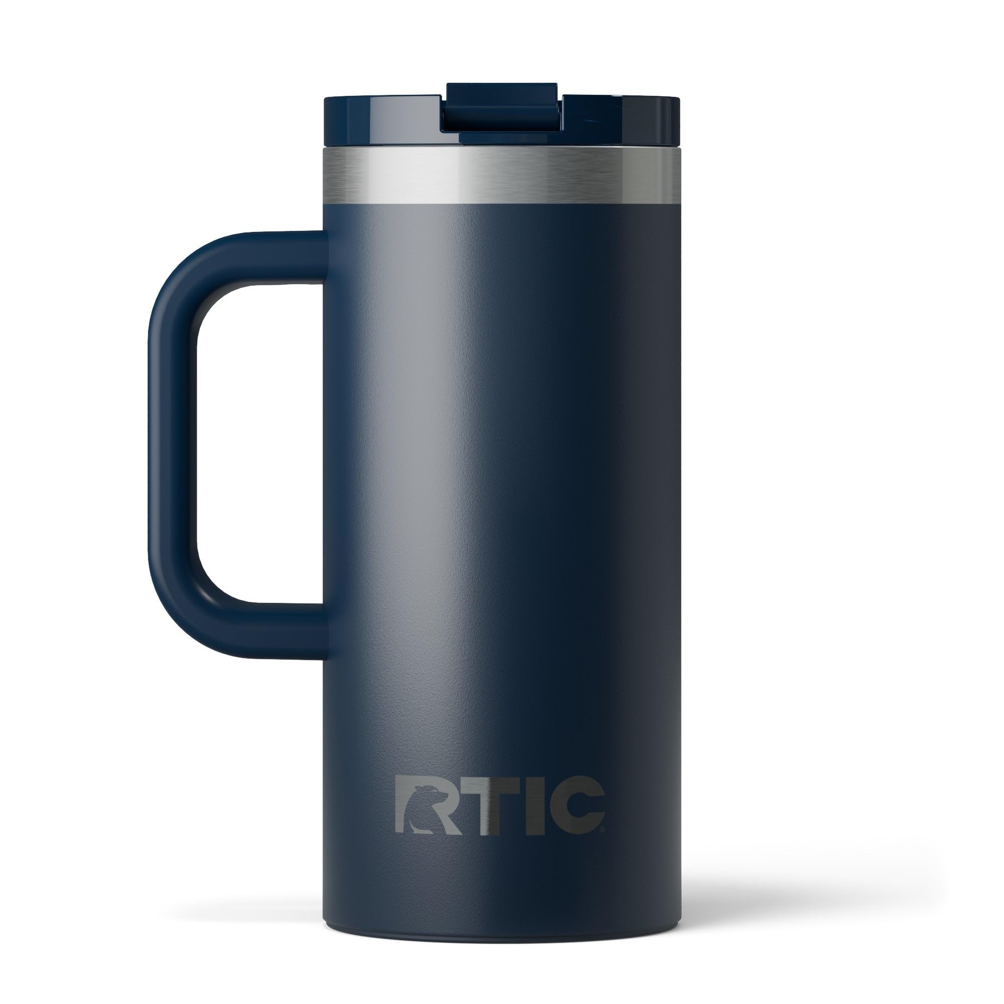 RTIC 16oz Road Trip Travel Mug with Lid and Handle, Ceramic Lined, Insulated, Stainless Steel, Metal, Double Wall Vacuum-Insulation, Portable Coffee,