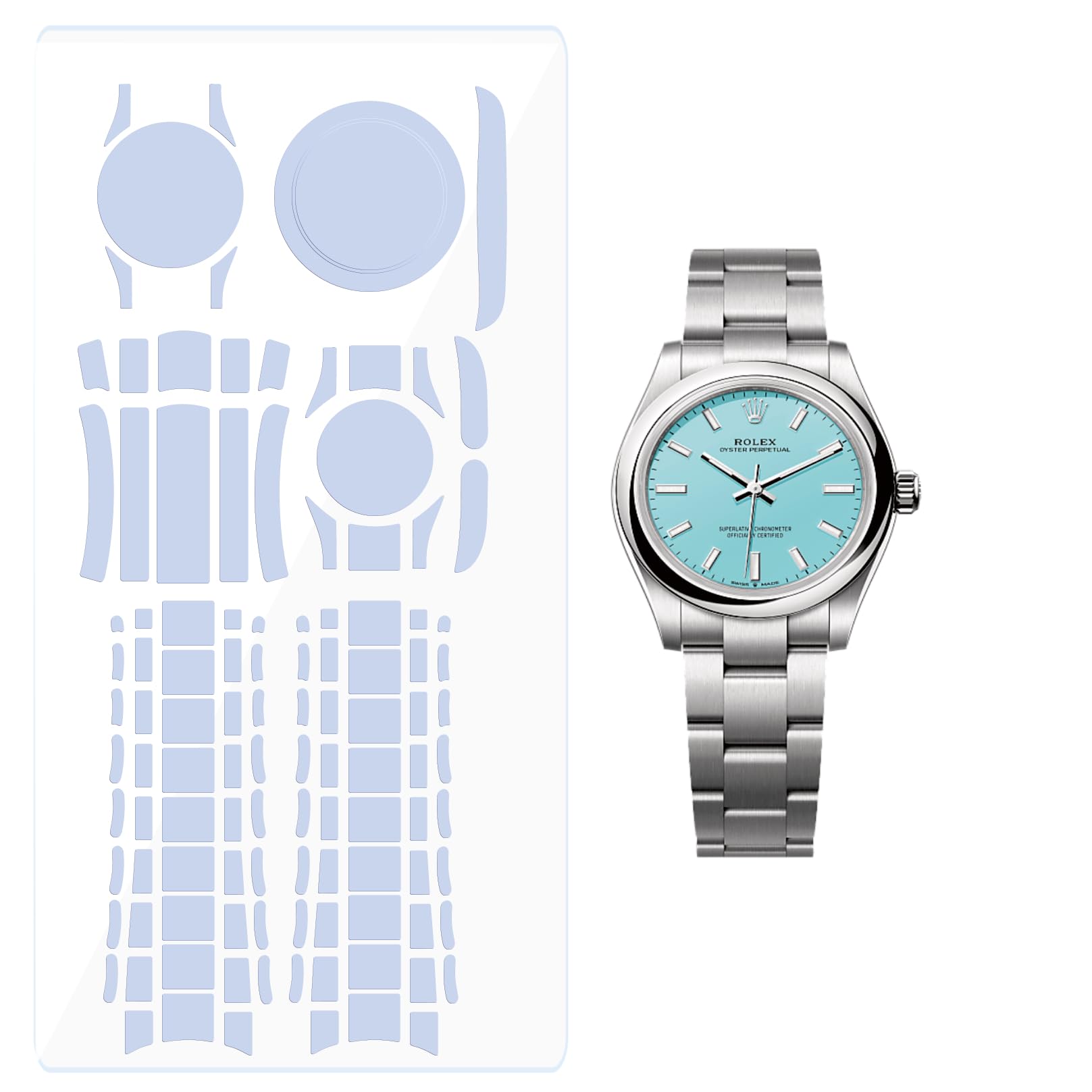 2Pack Pellicola Protettiva per Rolex Oyster Perpetual 31mm Ref. 277200. | Pelle trasparente, copertura completa, adesivo per la protezione dello schermo dell'orologio
