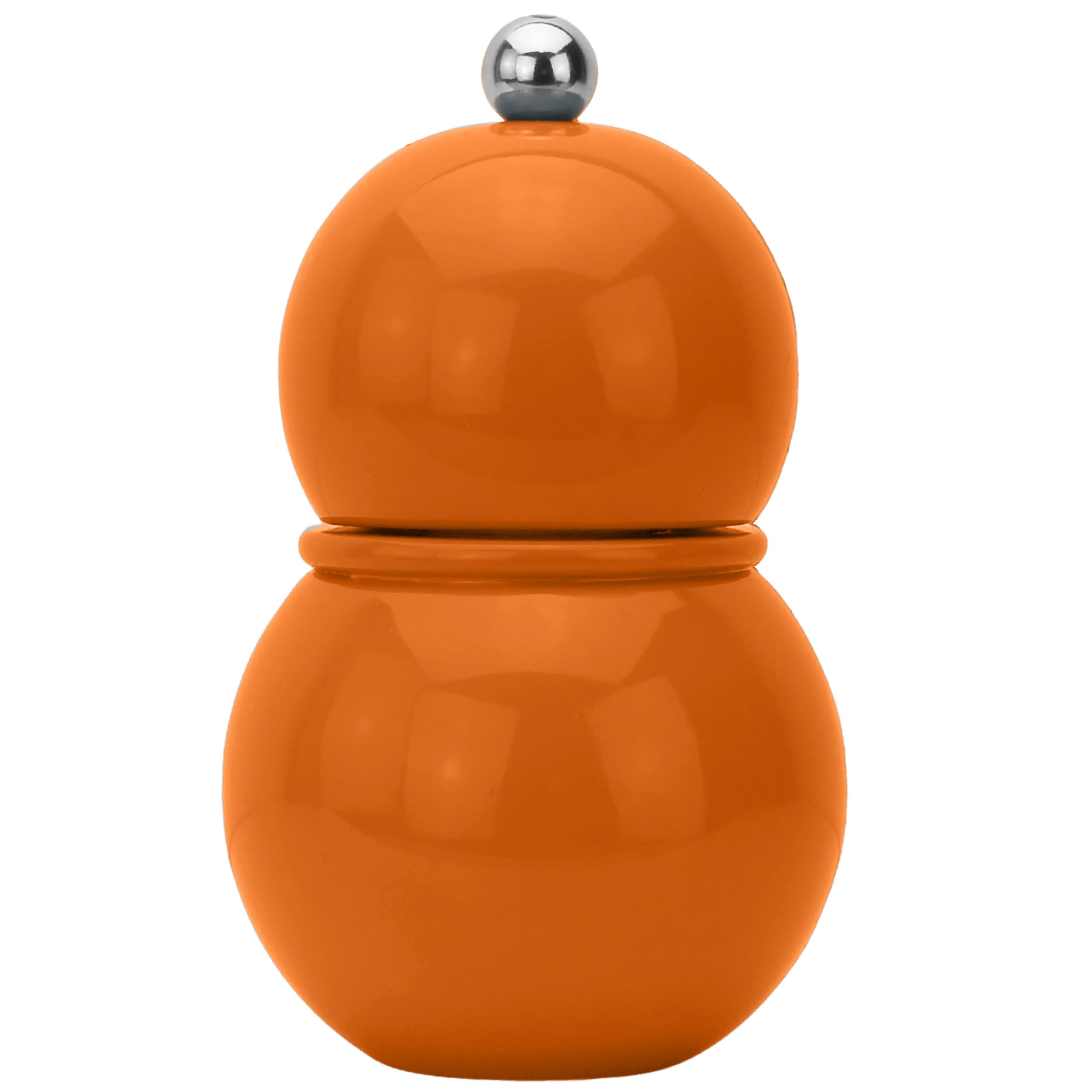 Addison Ross Chubbie Bobbin Salt or Pepper Mill – Easy Twist Ceramic Grinder – Sustainable Rubber Wood – Modern Design – Ideal Wedding Gifts or Housewarming Gift – Kitchen Accessories – Orange – 12cm