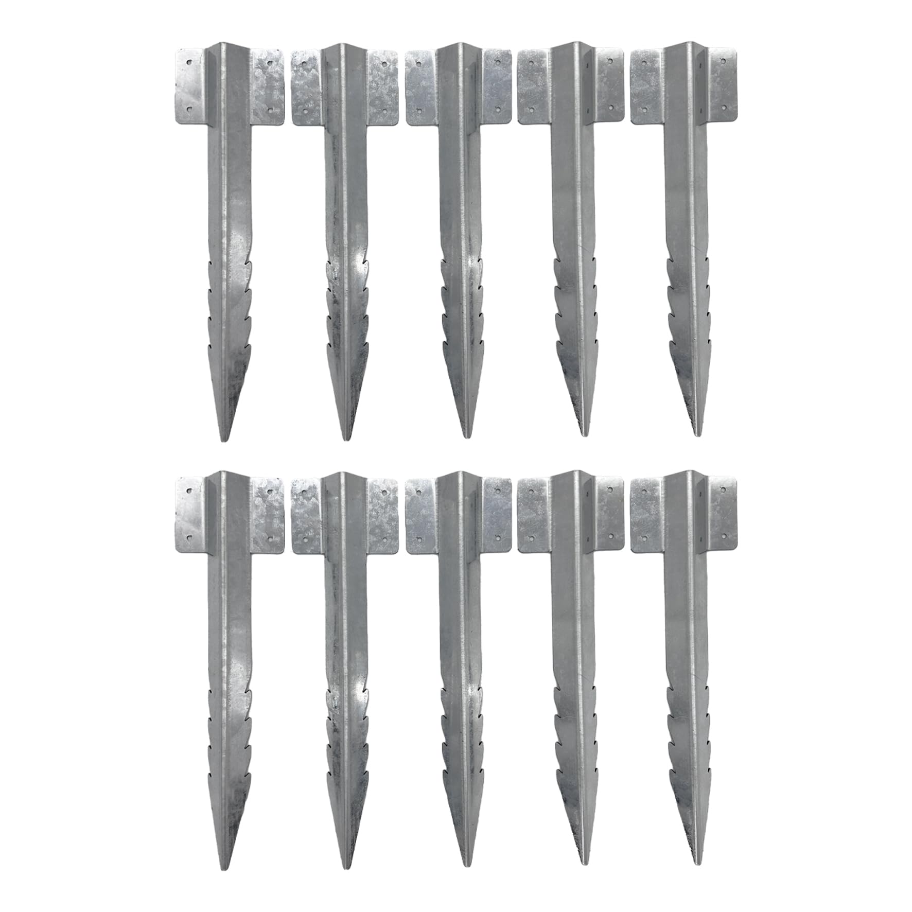 Nicoman Railway Sleeper Brackets, Heavy Duty Metal Galvanised Steel Garden Edging Stakes with Screws, Sawtooth Design for Raised Beds, Borders and Landscaping (Silver, Pack of 10)