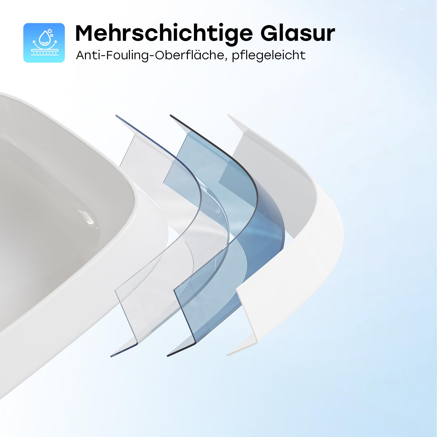 HOROW Lavabo da bagno, bordo sottile, lavabo da appoggio, moderno | Lavabo rettangolare bianco senza foro per rubinetto, piccolo lavandino per ospiti WC bagno, 52 cm