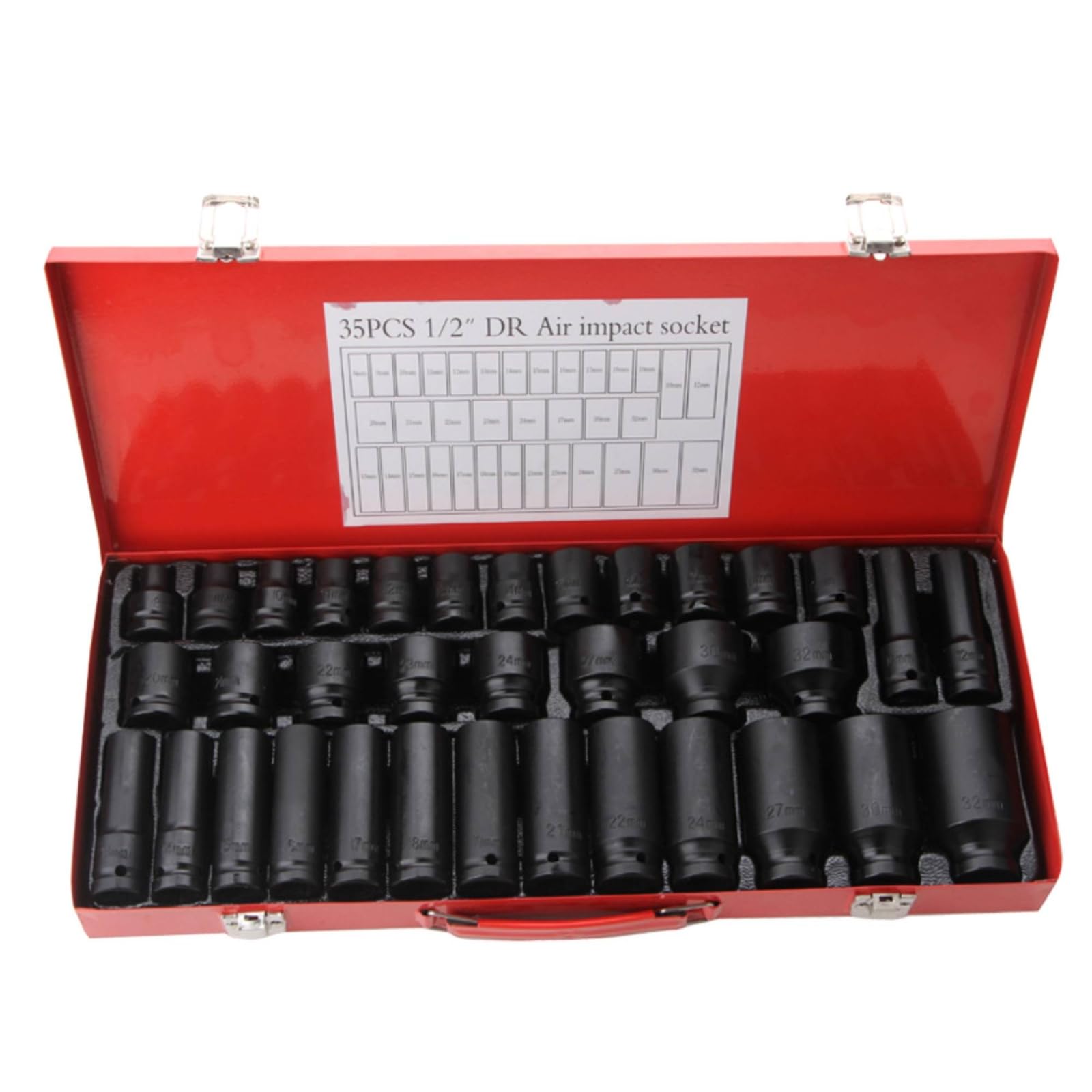 Chiave a Bussola Pneumatica Set Bussola Impatto Esagonale Corpo Cilindrico Corto E Lungo Compatibile con Chiavi a Urto Finitura Nera Resistente Adatto per Garage Professionale Servizio