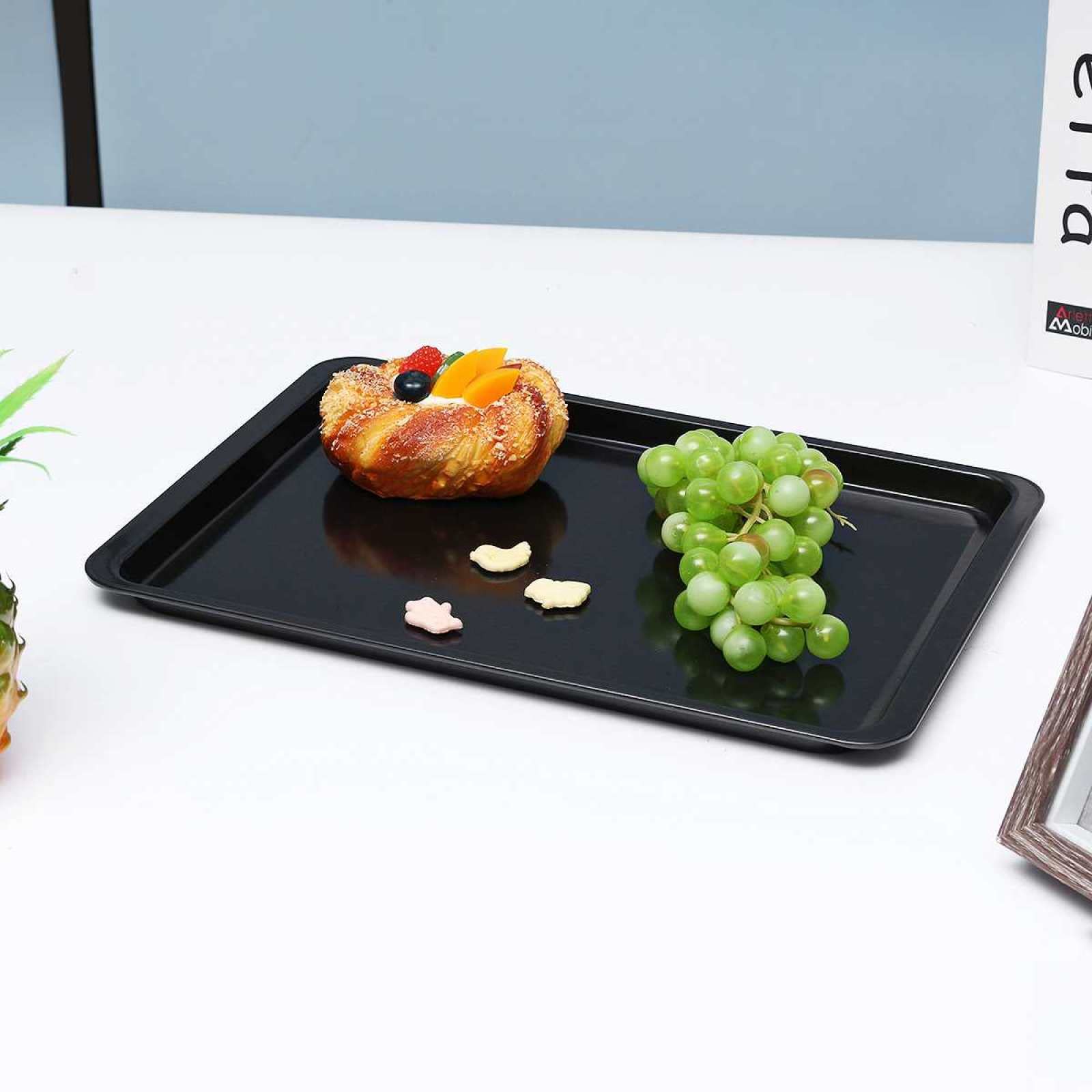 Bandeja para hornear de metal rectangular de acero al carbono antiadherente bandeja para hornear pan bandeja para hornear horno negro bandeja para hornear DIY sartenes para hornear 14 pulgadas