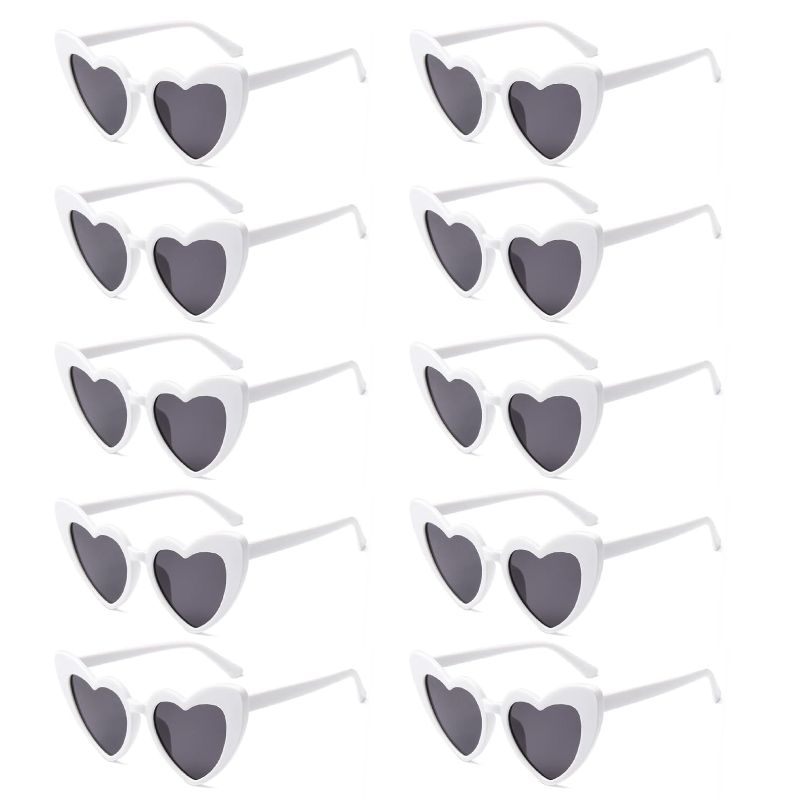 10 Pairs of Heart Shaped Sunglasses, party glasses, frameless heart shaped/retro round sunglasses, multipack party masquerade costume glasses, love heart shape, fashion glasses