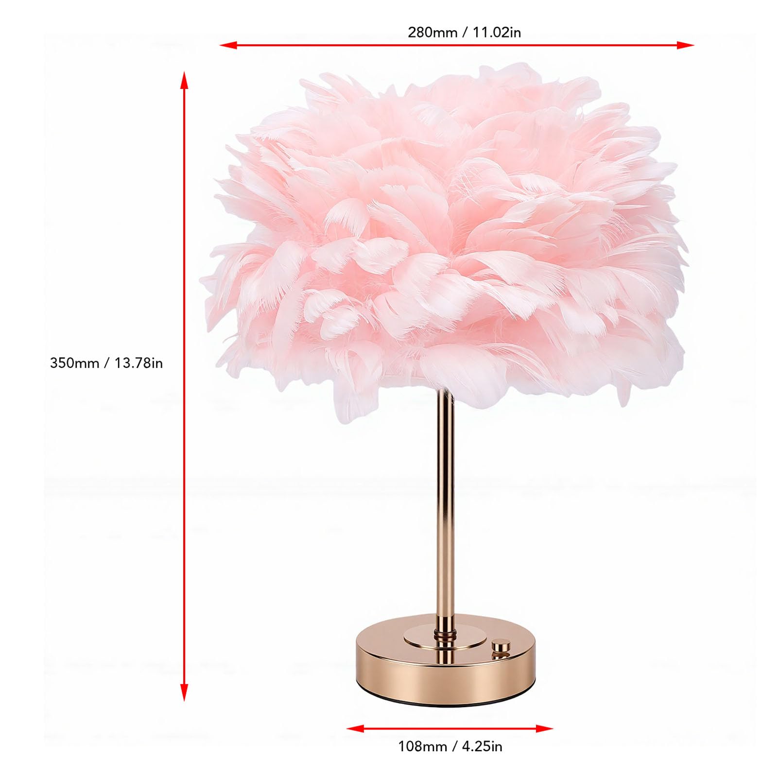 YUYTE Lampada da Tavolo Senza Fili Lampada da Scrivania da Comodino Ricaricabile Tramite USB Controllo Touch a 3 Colori Che Cambia con Batteria da 1800 MAh per Arredamento da Ufficio (PINK)
