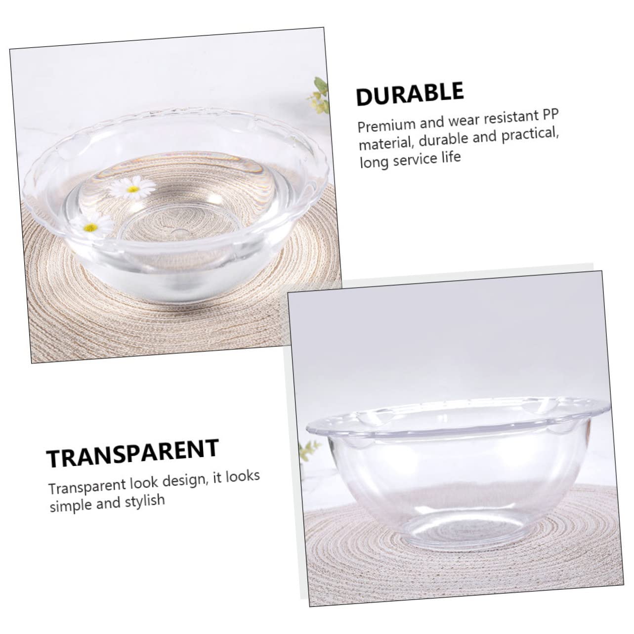 Ipetboom 3 Pcs Home Wash Basin Cleaning Basin for Face Pp Material Durable Smooth Surface Multiple Occasions