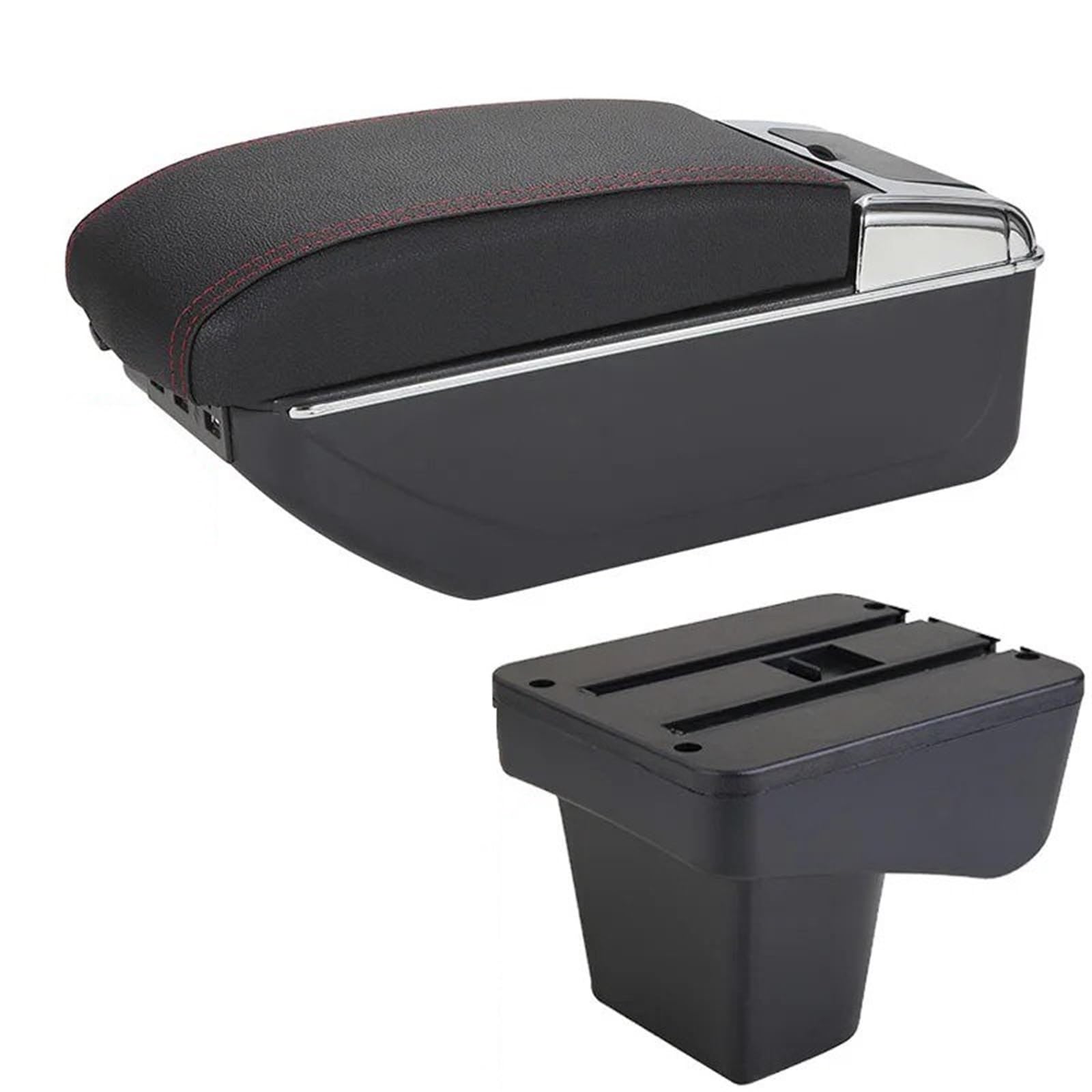 Hguvsjd Armrest Box For Suzuki For Vitara Armrest Box Central Store Content Storage Rest Modification Accessories Car Armrests(B Black red 7USB)
