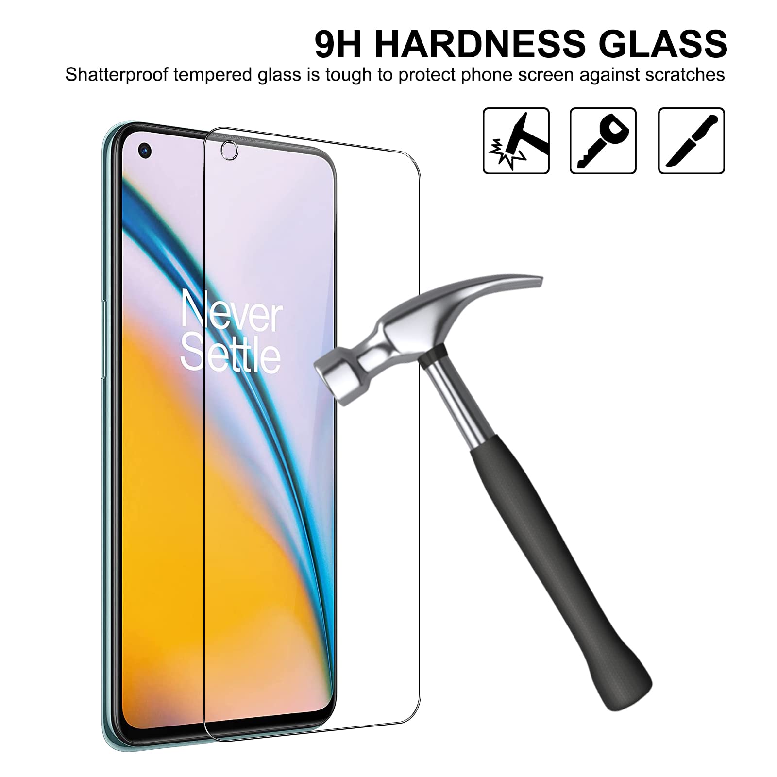 Slanku [3 Pezzi] Vetro Temperato Per Oneplus Nord 2 5G/Nord CE 5G – Protezione Schermo 9H, Anti-Graffio, Facile Da Installare E Senza Bolle