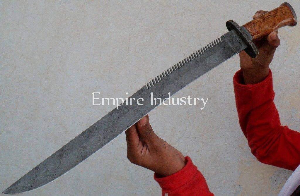 30 Inch Long Hunting Sword Custom Handforged J2 Steel Survival Sword Rose Wood Grip with Leather Sheath Combat Sword by Empire Industry