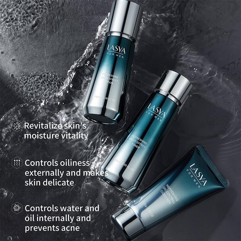 R RadiantRise Oil Control Skin Care Set For Men 3-In-1 Skin Care Routine With Cleanser Toner Lotion 3 Step Skin Care Routine