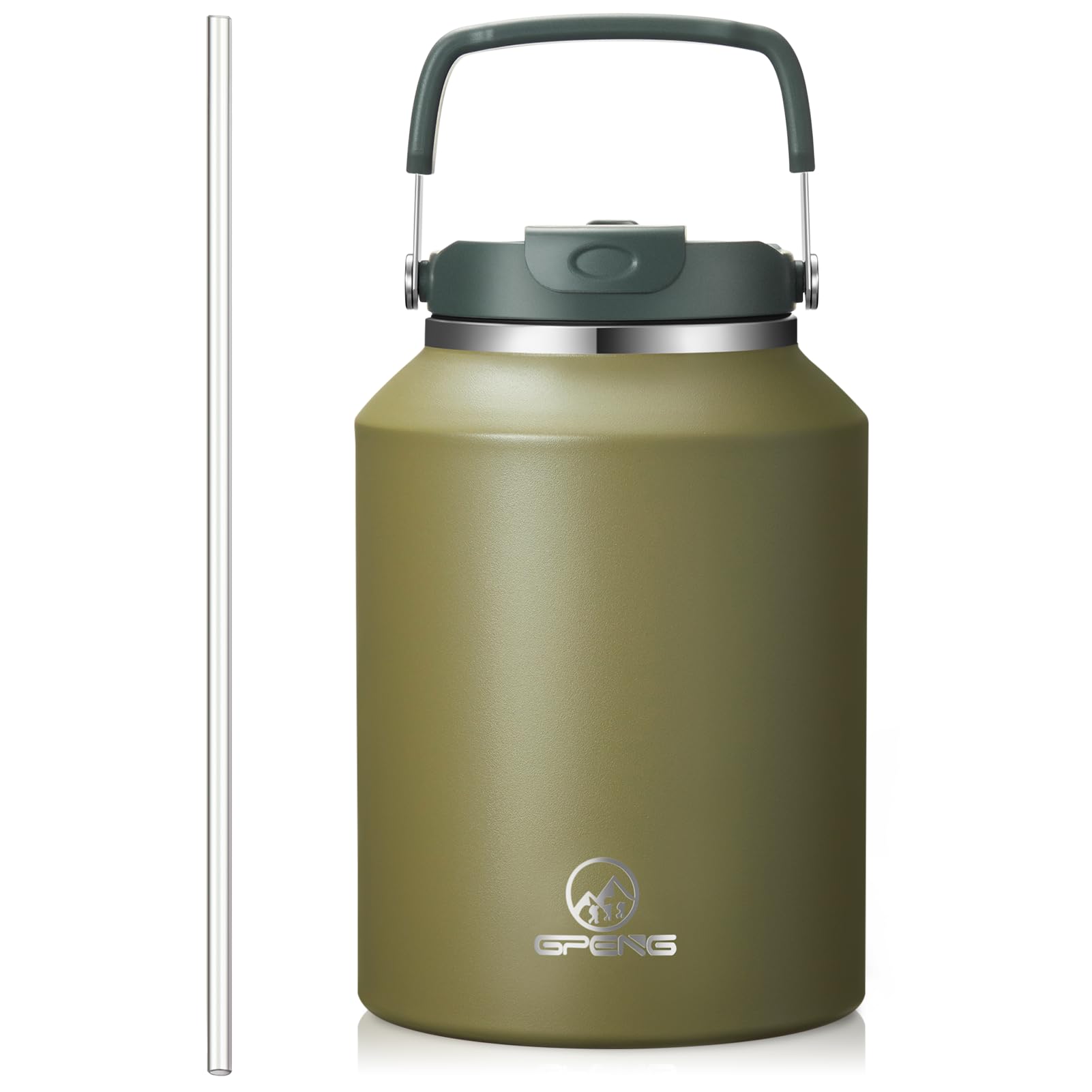 Gpeng 40 oz Tumbler with Handle, Water Bottles with Straw Lid, Insulated Stainless Steel Travel Mug Cup Holder Friendly, Keep Drinks Cold or Hot for