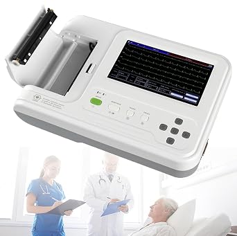 12 Leads EKG Monitor Portable 7 Inch LCD Touch Screen Digital 6 Channel Electrocardiograph ECG/EKG Machine