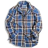 [クインテット] 日本製 ヘヴィウエイト ネルシャツ チェック メンズ 厚手 長袖 リラックスシルエット 11-70150 (M, 83 ミディアムブルー)