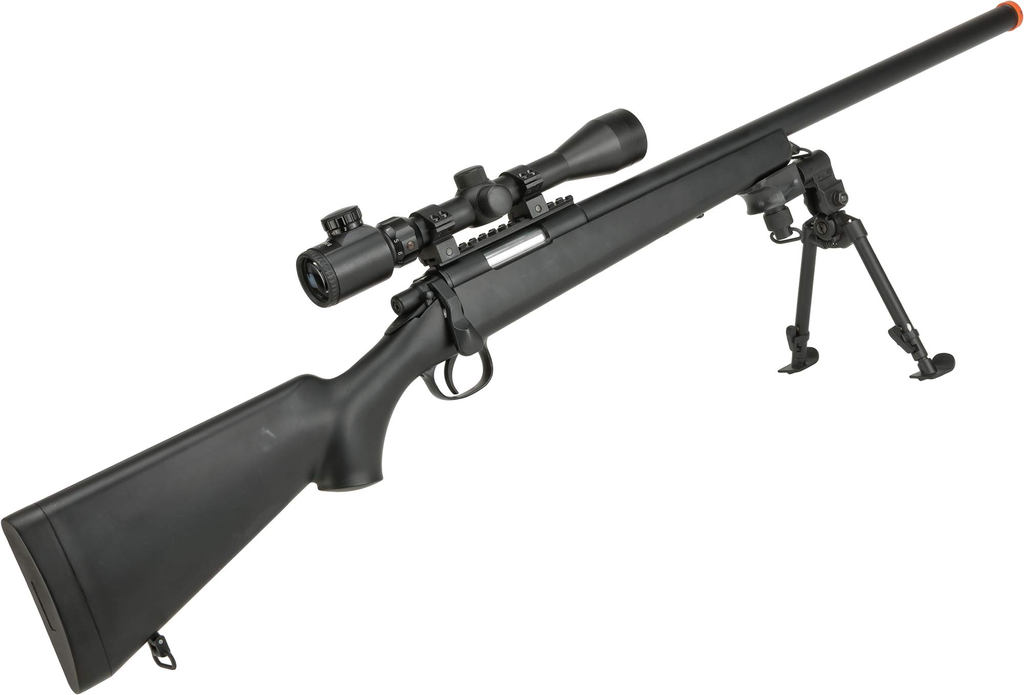Evike Airsoft - AGM M.700 Airsoft BOL.t Action Sni.per Ri.fle w/Scope R.ail (Package: Black/G.un Only)