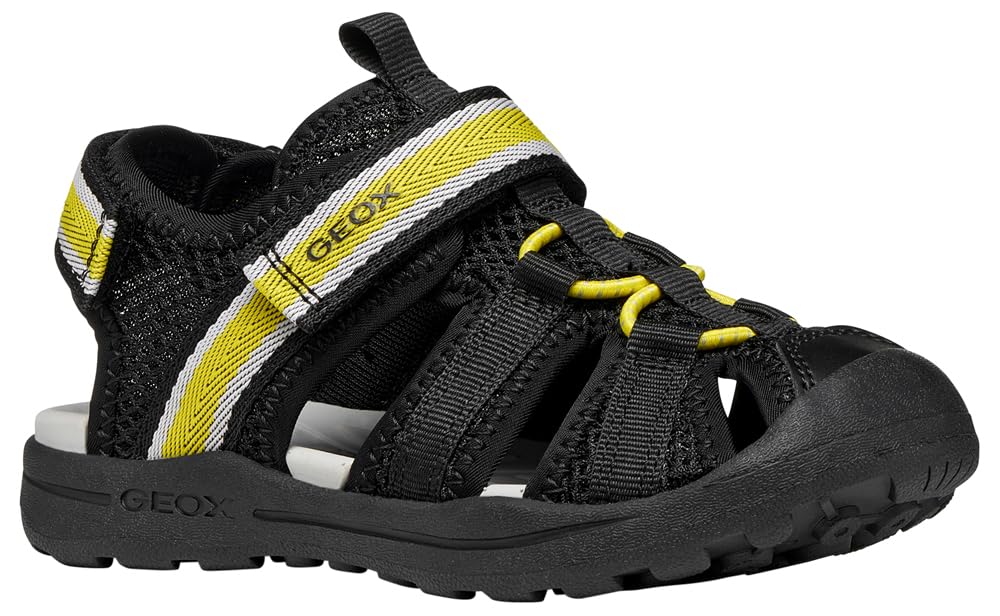 Geox Boy's J Vaniett Sandal, Black Yellow, 12.5 UK