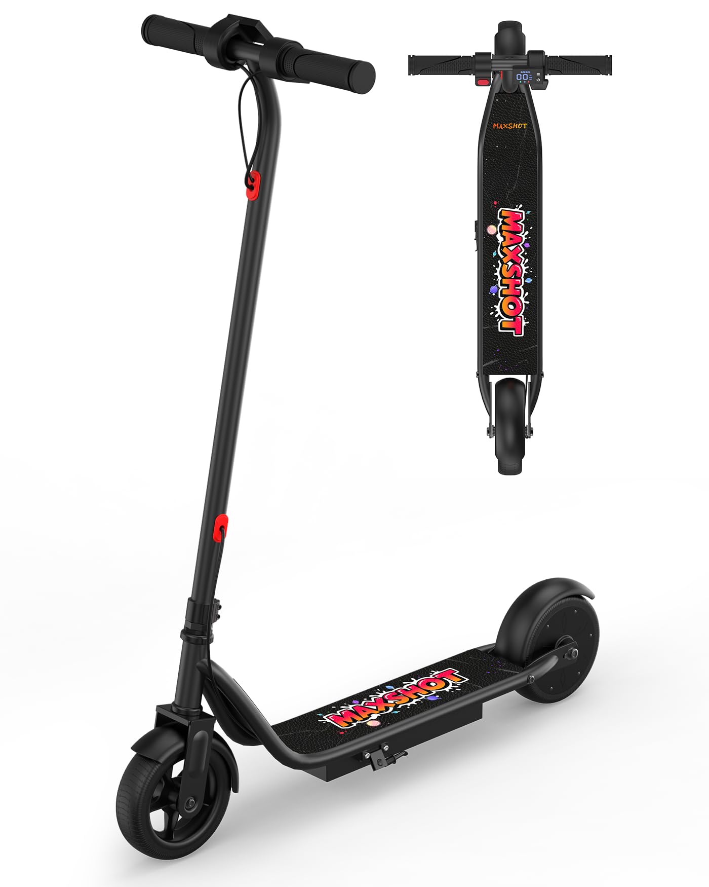 Maxshot Electric Scooter, 8.5" /10" /14" Tire, 16/19/22 Mph Top Speed, 12/16/21/27/28/49/50 Miles Long Range, Folding Escooter for Adults and Kids with Seat Bag, Dual Braking, Dual Suspension, App