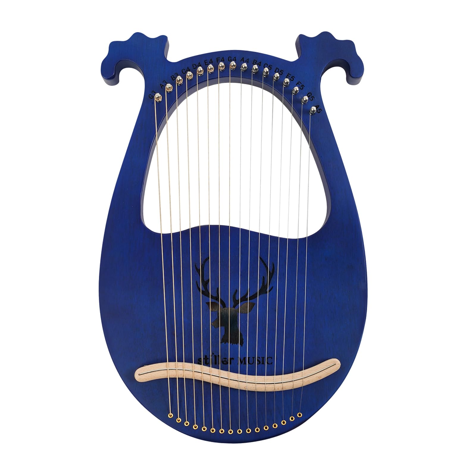 Lyre Harp - Arpa de lira (16 cuerdas, 26 x 39 cm, instrumento vintage con cuerdas de repuesto y llave de afinación, ligero y portátil, juego completo de cuerdas, arpa de lira para principiantes