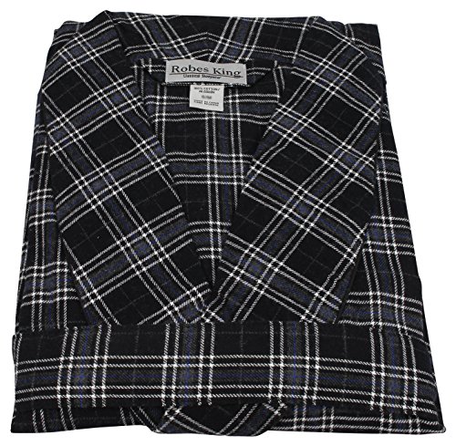 Robes King Classical Sleepwear Men’s 100% Cotton Flannel Shawl Collar Robe,3