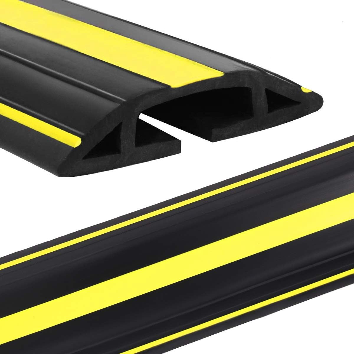 4 ft Cable Protector Cord Cover for Floor, Heavy Duty PVC Duct Easy to Unroll, Prevent Trip Hazard for Home Office or Outdoor Settings