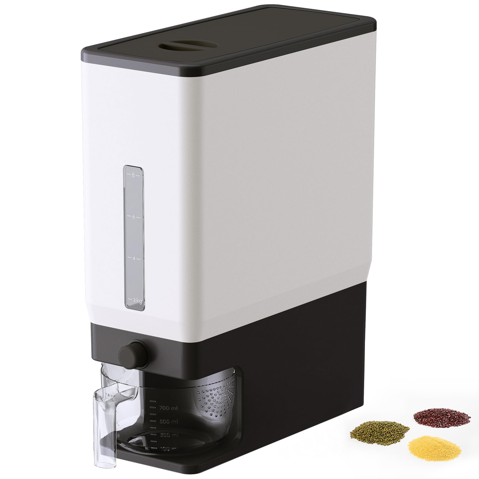 Lifewit Rice Dispenser 25 Lbs(11.3kg), Rice Storage Container Sealed Moisture Proof with Measuring Cup for Kitchen Pantry Household, BPA-Free, Black