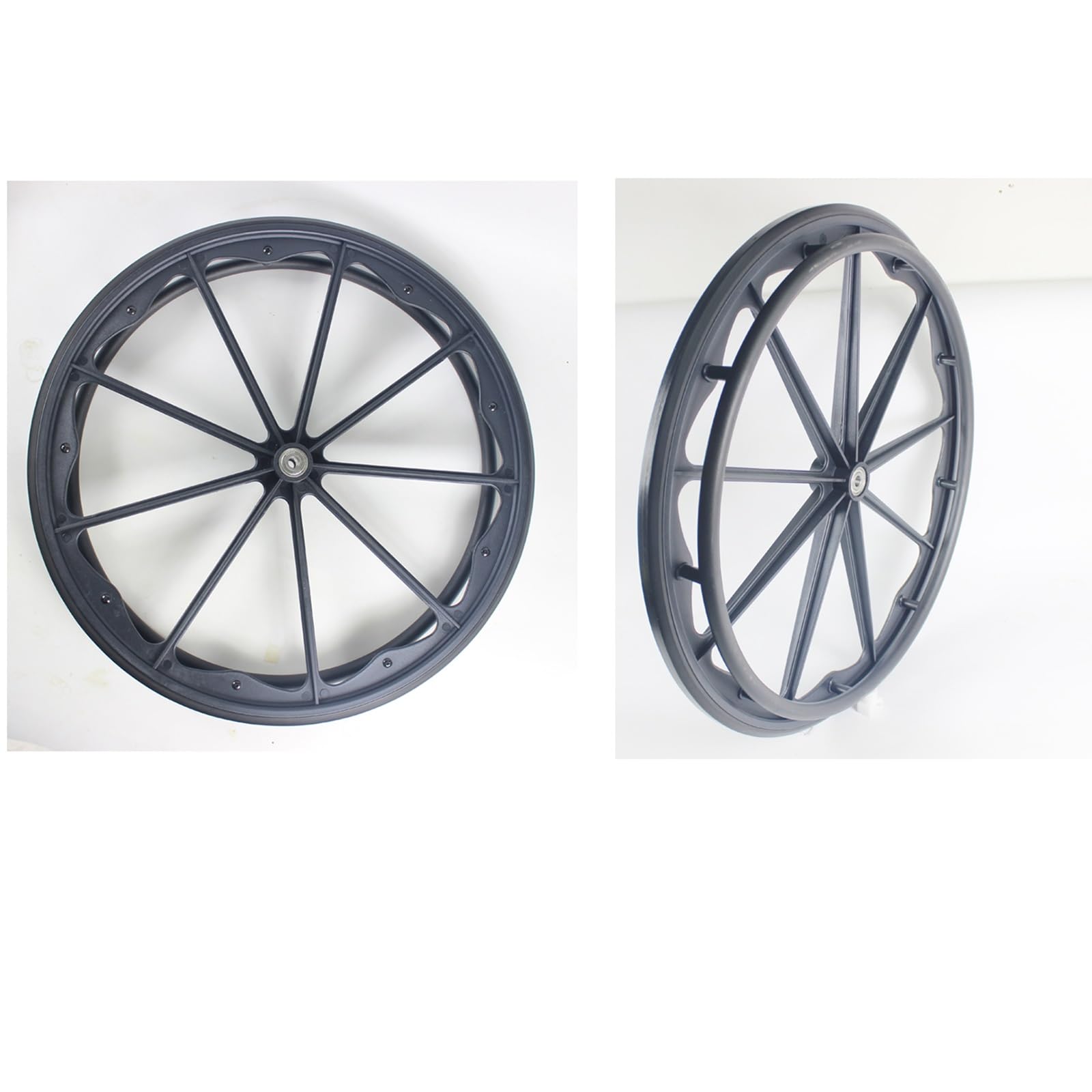 Silla de Ruedas silenciosa con neumáticos sólidos de 20 Pulgadas, 22 Pulgadas y 24 Pulgadas, Accesorios for Ruedas traseras con rodamientos, sin inflado y antipinchazos.(24 Inches)