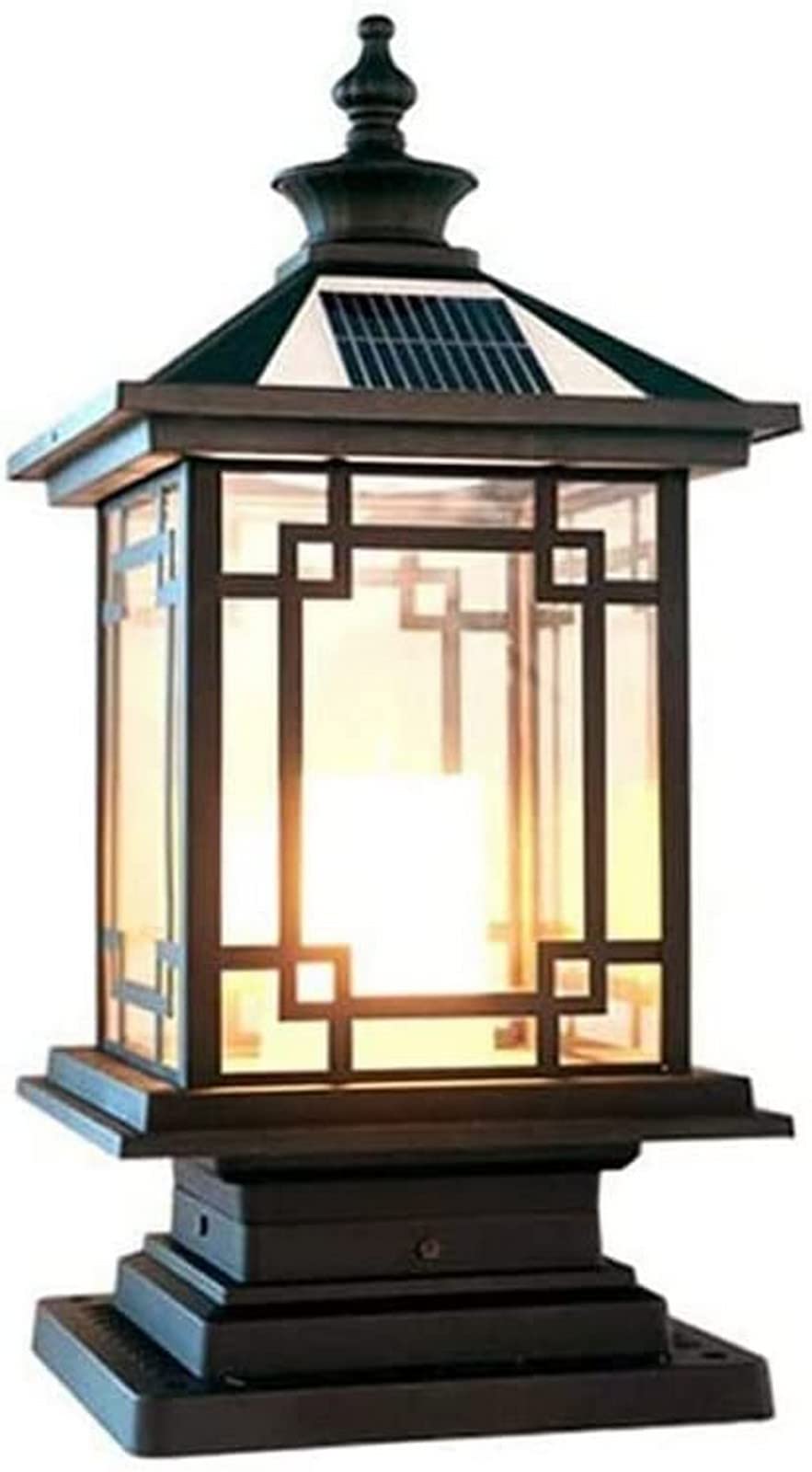 Luci da cortile quadrate luci a colonna solari LED impermeabili IP54 lampade da giardino pali di recinzione illuminazione per esterni tradizionale cancello nero portico lanterna in vetro colonna