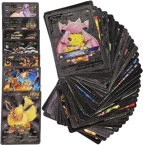 Image of VARIYA ENTERPRISE New Playing Cards | 55 Pcs Black Foil Card | Assorted Cards TCG Deck Box | V Series Cards Vmax GX Rare Golden Cards and Common-Rare Mystery Card | Best Gift for Kids