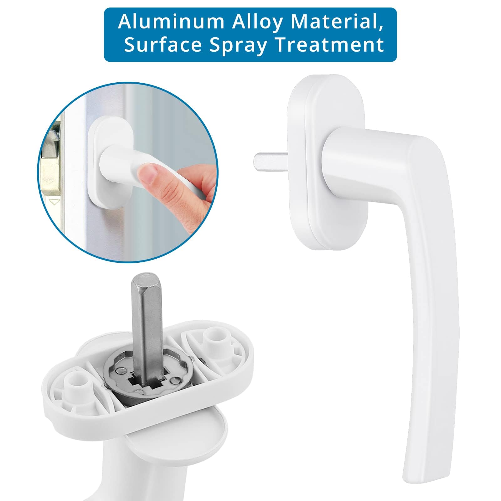 AUTOUTLET 2PCS Poignées de Fenêtre en Aluminium Blanc pour Porte de Balcon