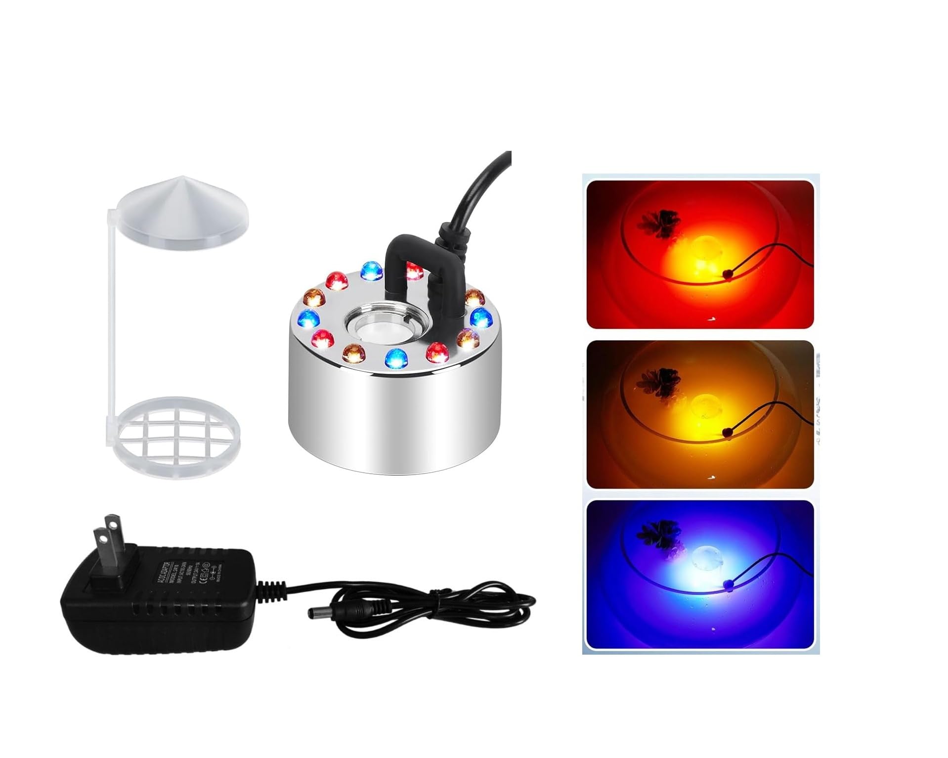 Asian Pumps Ultrasonic Mist Maker Fountain with 12 LED Lights – Fogger for Indoor Water Fountain, Tabletop Decor, Garden, Halloween – Color-Changing Fog Mist Humidifier for Home & Office-image-9
