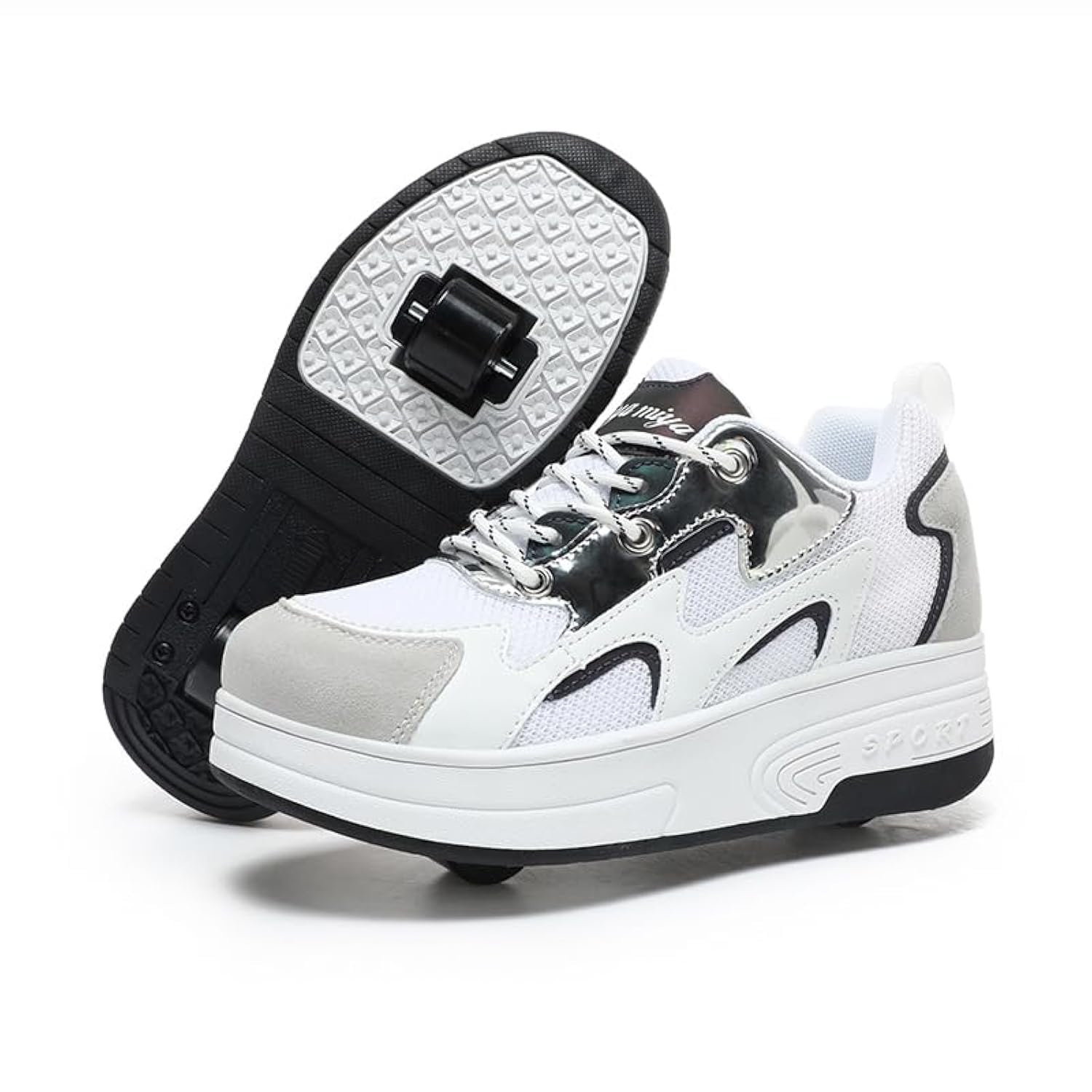 Wooowyet Zapatillas de patinaje con luces LED para niños y niñas, zapatillas de moda con ruedas, recargables por USB, gancho y bucle