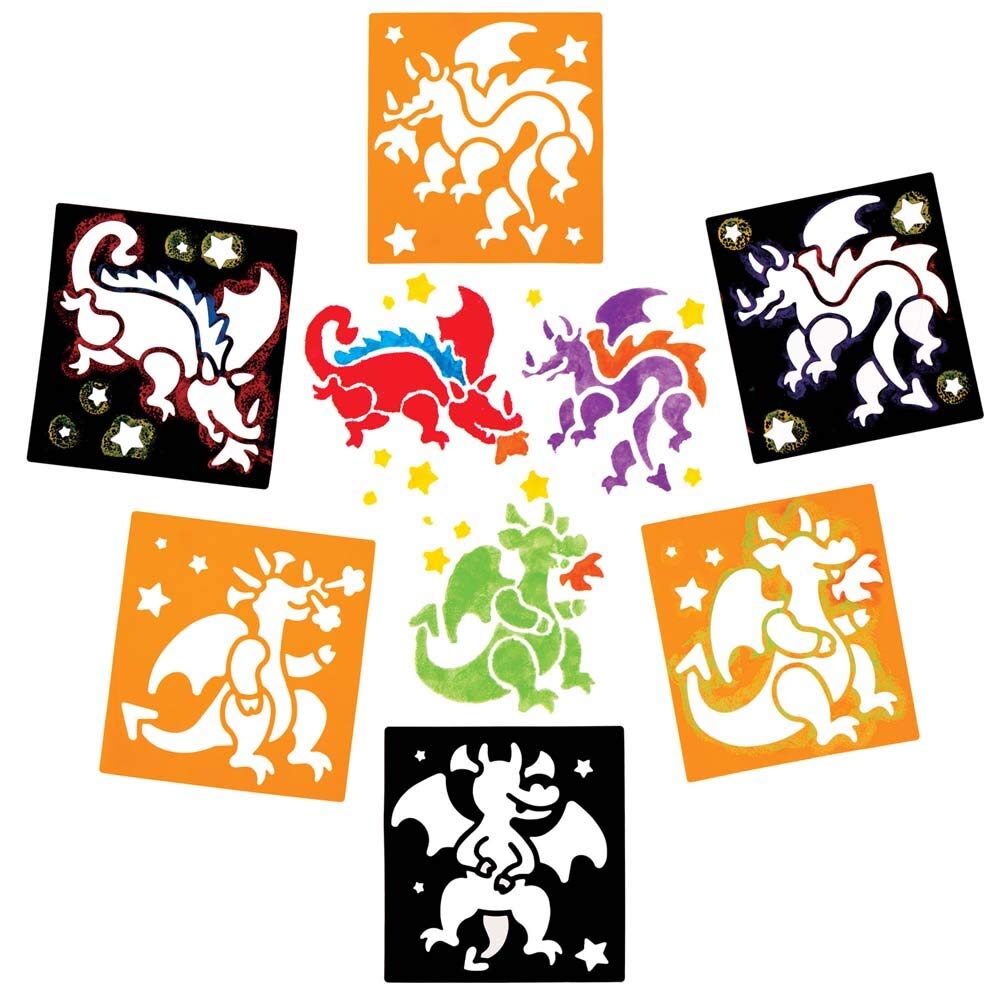 Baker Ross Dragon Stencils - Pack of 8, Chinese New Year Craft Kit, Crafts for Kids (FE246)