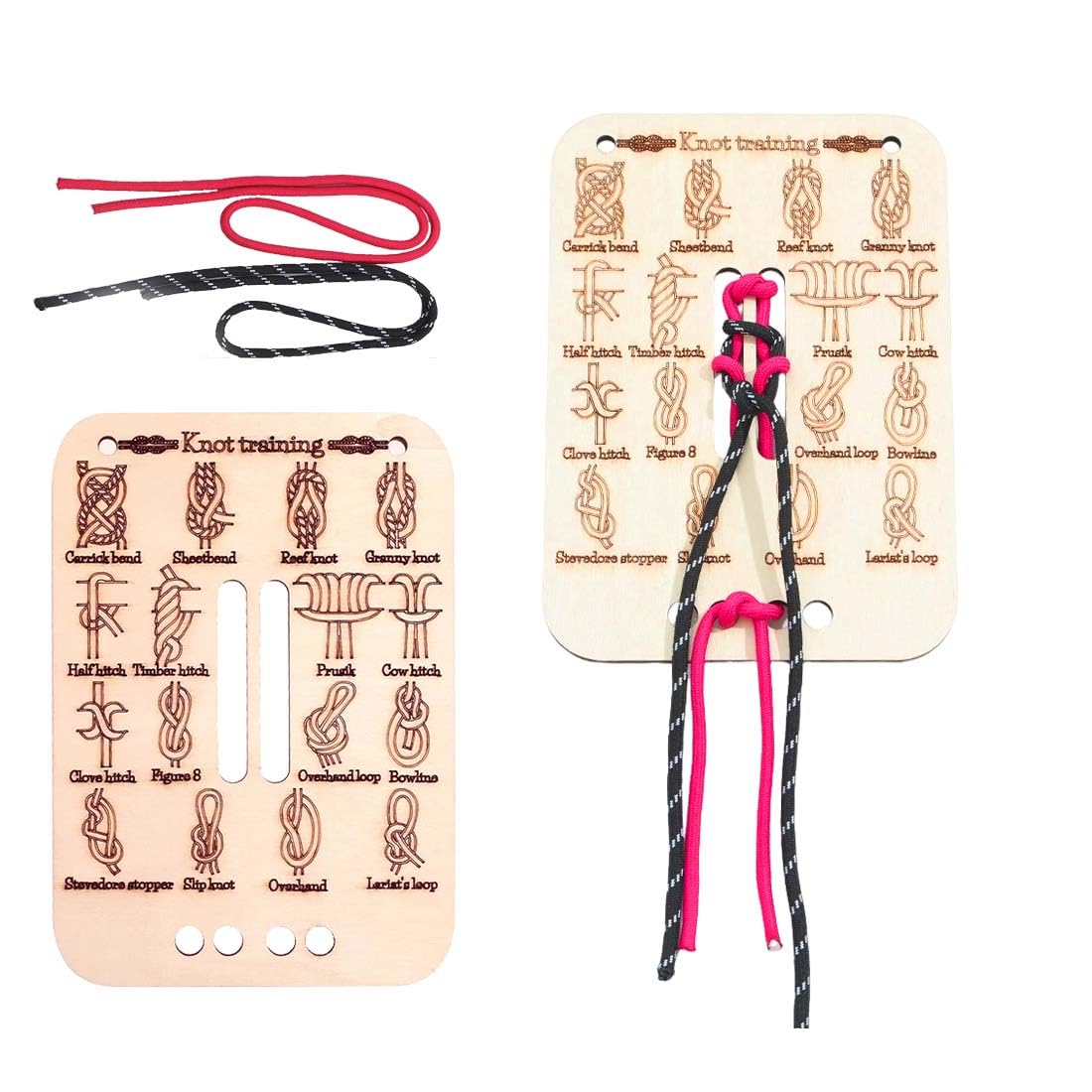 1 Kit Tabla De Práctica Para Hacer Nudos, Kit Entrenamiento De Nudos De Madera, 16 Esenciales Con Cuerdas Paracord, Para Exteriores, Supervivencia, Acampada Y Escalada