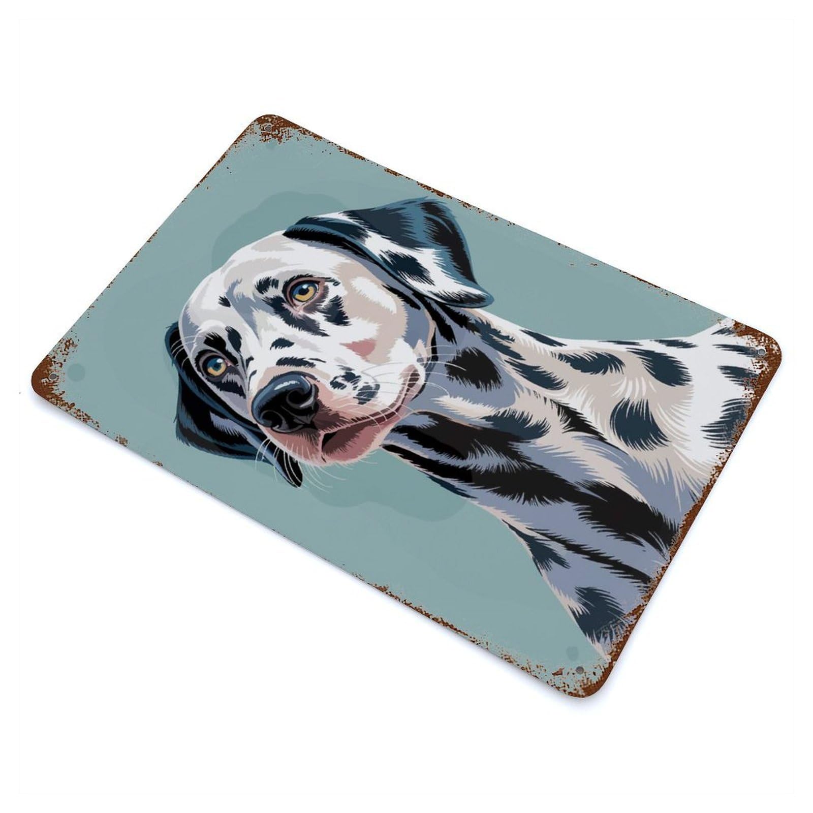 Dalmatian Dog Portrait Illustration Vintage Rust Metal Sign 11.8"x7.9", Farmhouse Wall Decor for Garage, Pub Or Kitchen