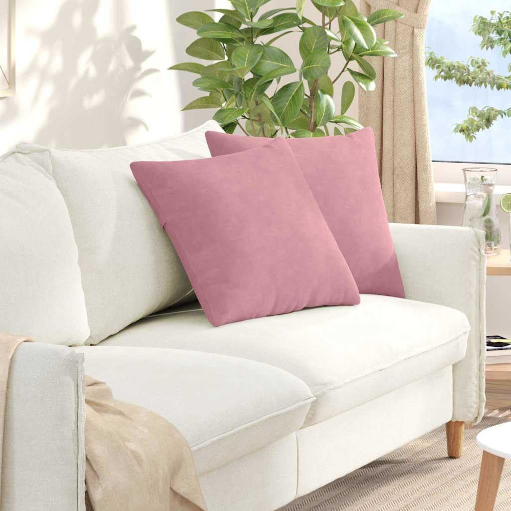 Coussin de canapé rose 50 x 50 cm en velours côtelé durable pour salon et chambre