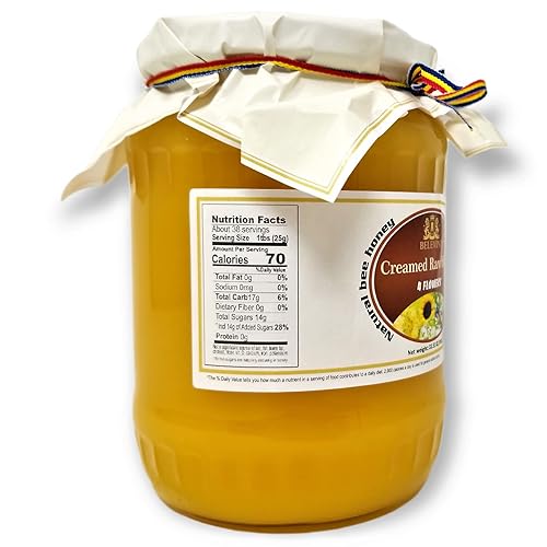 Miniatura 3 de Belevini 4 Flowers Honey Raw 950g33.51 oz miel de abeja natural de Rumania, sin pasteurizar, sin conservantes añadidos (paquete de 2)