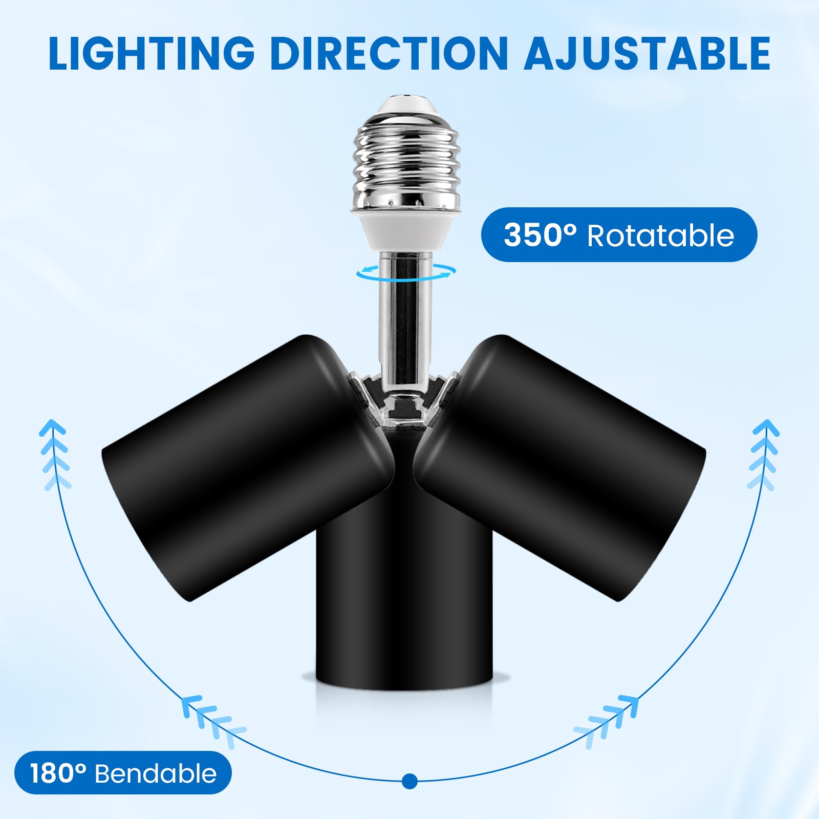 E27 Portalampada extension, E27 Prolunga per presa lampada, Estensione della lampadina, Adattatore per portalampada, 4pcs (Nero)
