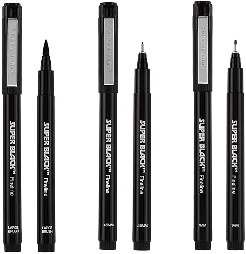 Miniatura 5 de Creative Mark Juego de 3 bolígrafos de caligrafía y punta fina para dibujo de letras y caligrafía, súper negro, permanente, resistente al agua y sin