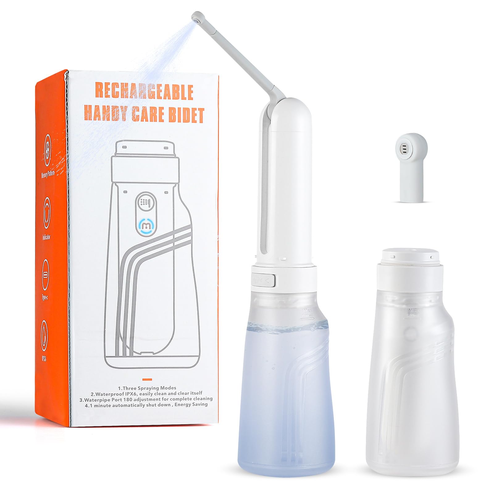 Tragbares Bidet für die Reise, 400ML Flasche, USB-C wiederaufladbare elektrische Sprayer Toilette, persönliche Hygiene Reinigung / beruhigende Postpartum Care