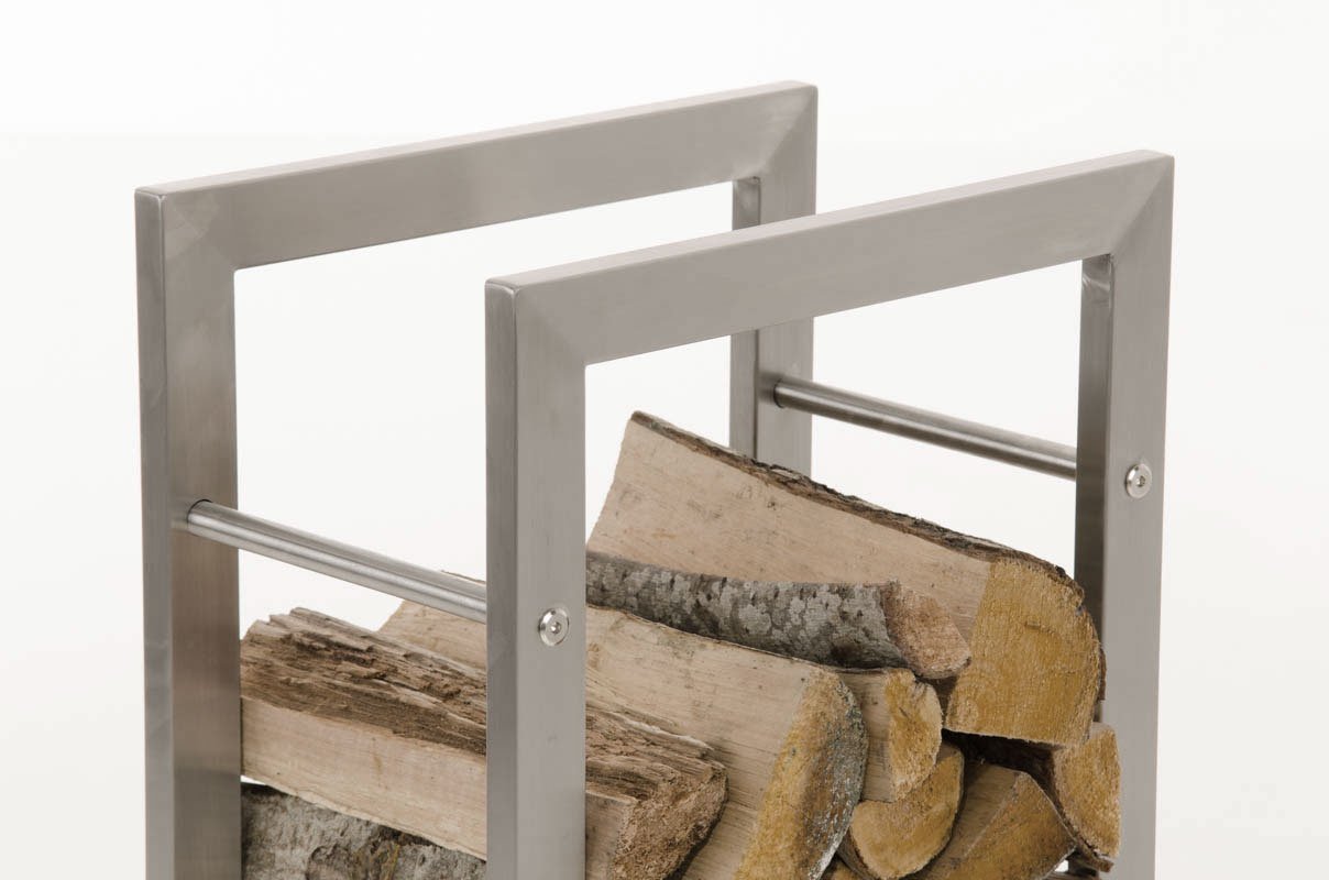 CLP Estantería para Guardar Leña Keri sin Pared Posterior | Soporte de Almacenamiento de Leña de Acero Inoxidable I Leñero Moderno I, Tamaño:25x60x150 cm