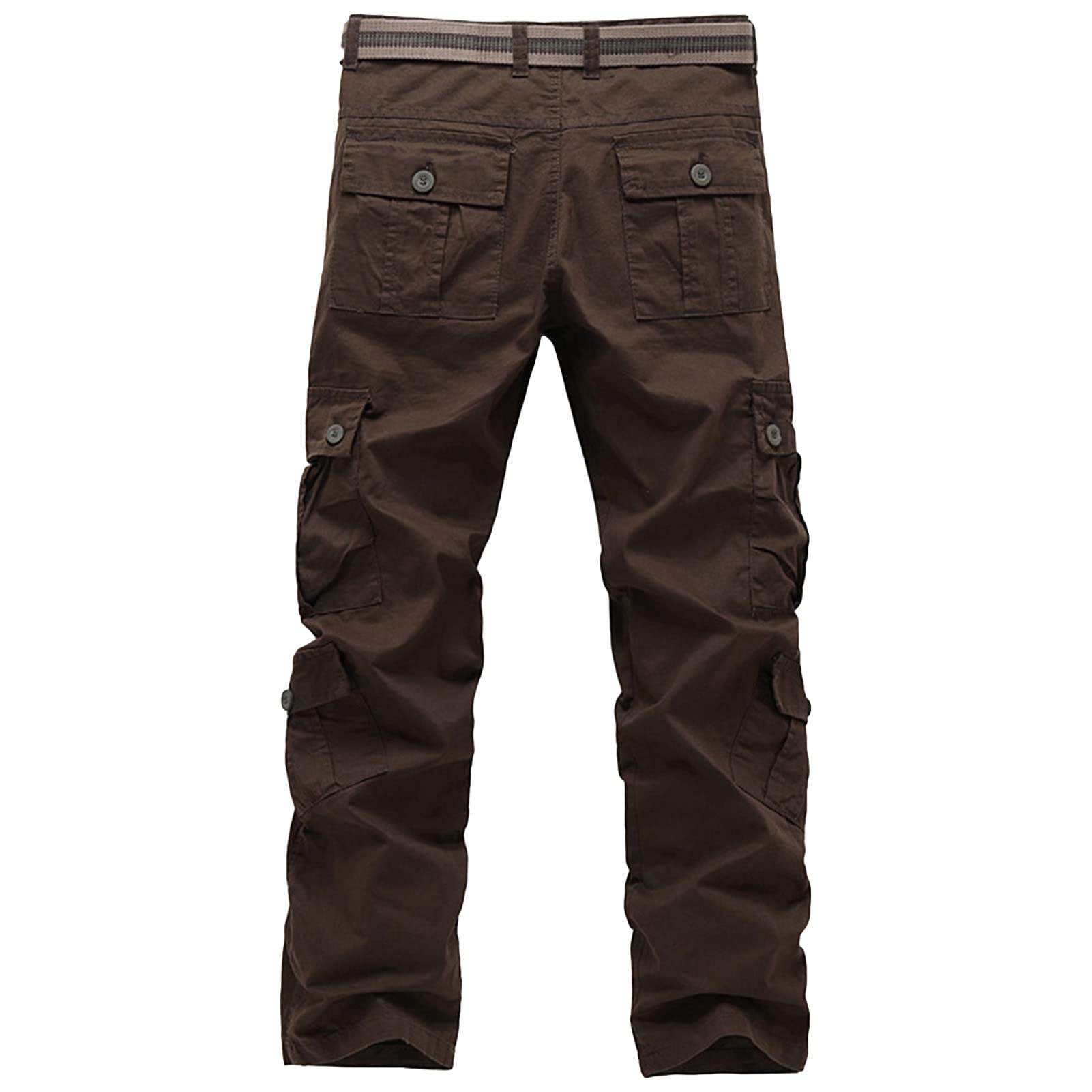Maiyifu-GJ Men's Multi Pocket Cargo Pant Relaxed Fit Straight Leg Military Pants Casual Tactical Wild Combat Trousers (Brown,40)