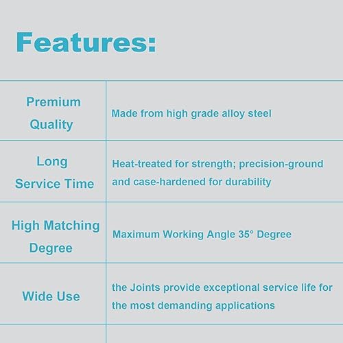 Miniatura 6 de Ensun 34"-36 Spline x 34" DD niquelado sola dirección universal U-Joint, ángulo de trabajo máximo 35 grados, longitud total 3.268 in (3-14")