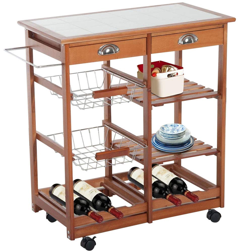 Carrito de cocina de madera para solucionar la falta de espacio y desorden de cubiertos