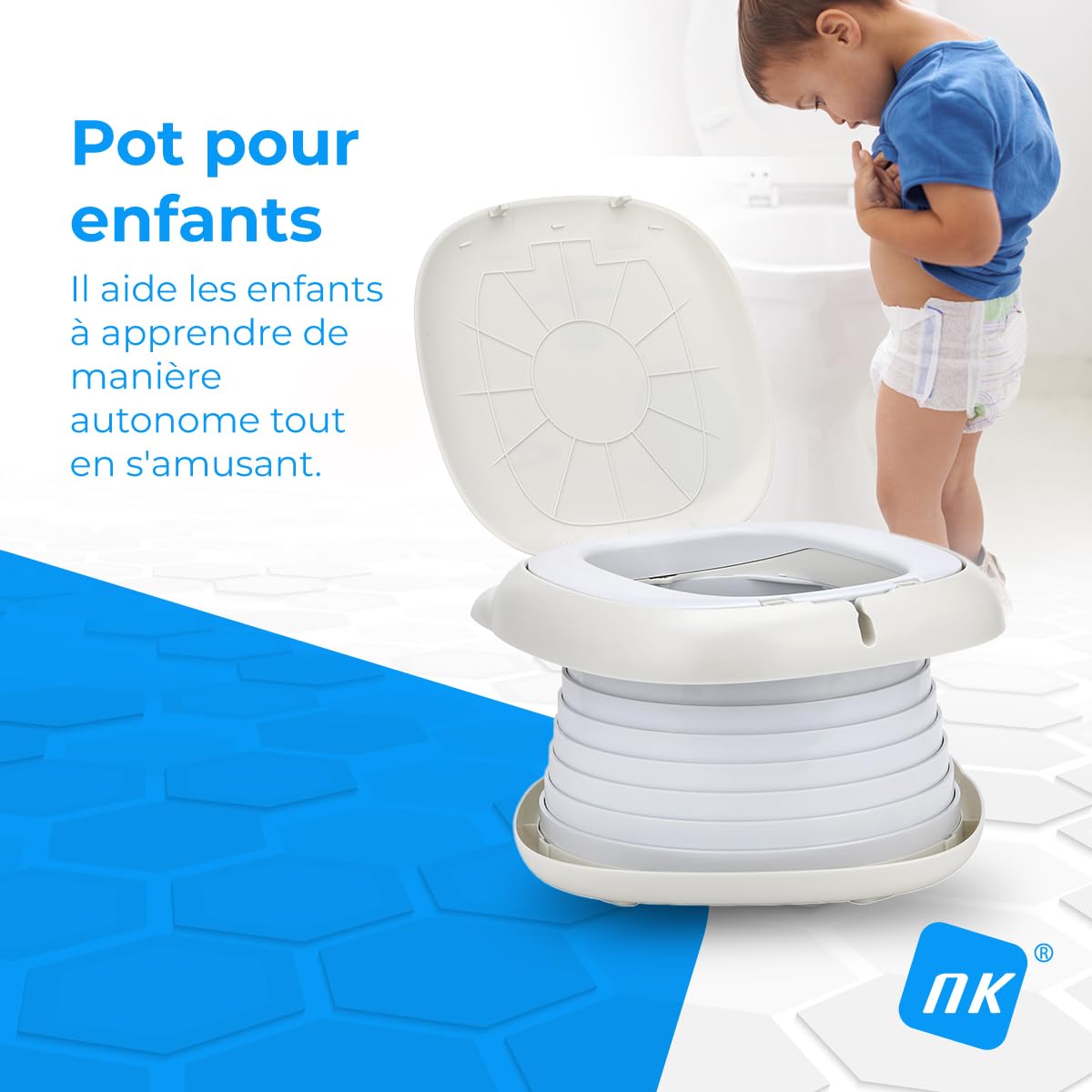 NK Orinal Infantil - Inodoro para bebes y niños, Portátil, Plegable, Diseño Infantil, Aprendizaje, Higiénico, Transición Pañal Baño, Aprendizaje, Divertido, Seguro, Fácil de Usar - Incluye bolsas — view 2